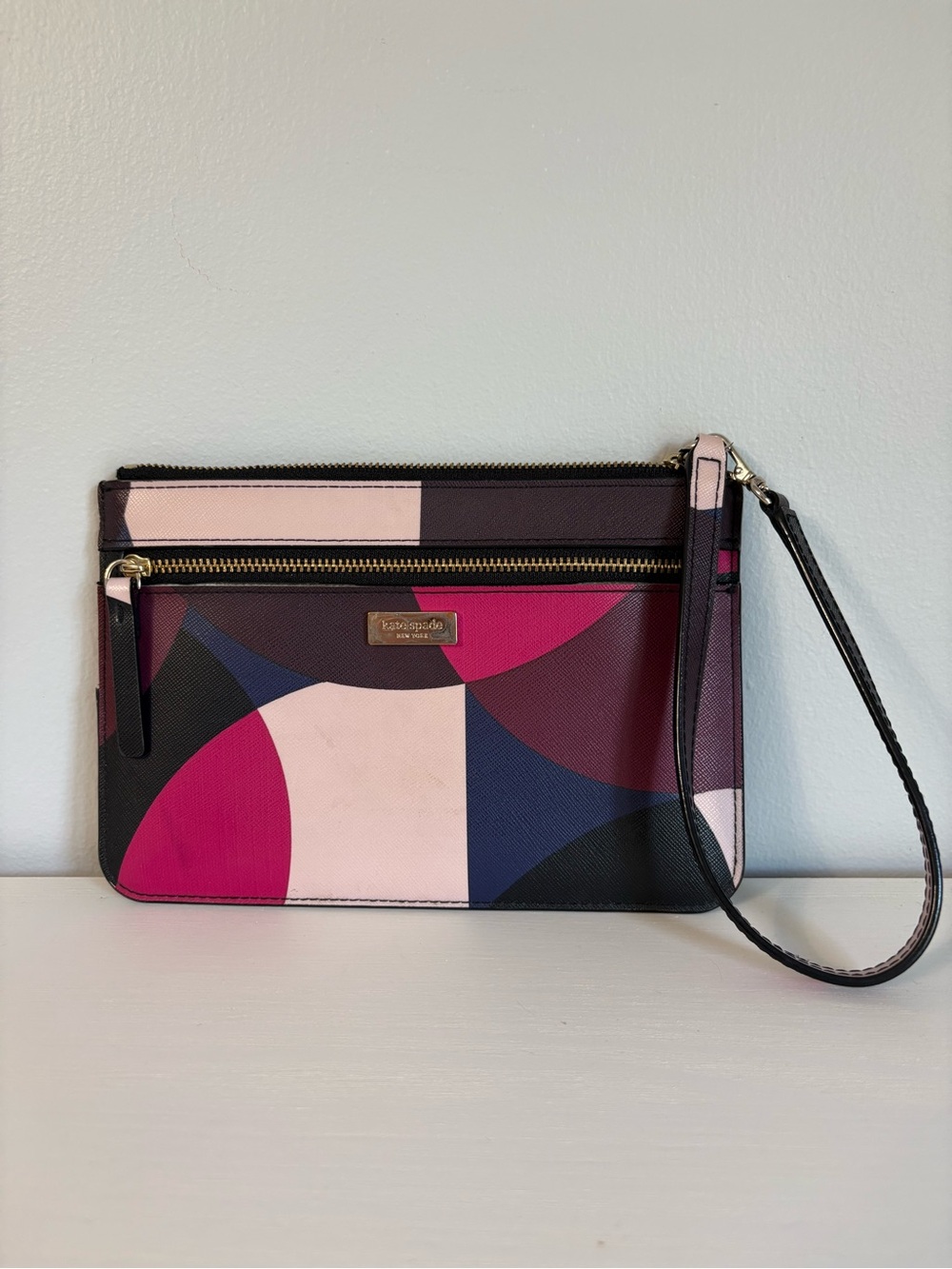 Kate Spade Laurel Way Geo Spotlight Tini Wristlet Geometric Colorblock Clutch